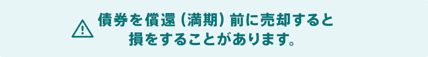 債券を償還（満期）前に売却すると損をすることがあります。